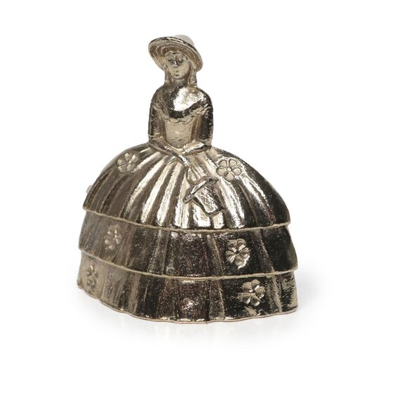 Vintage Little Bo Peep Gold Copper Hand Bell England Crinoline Lady Victorian - Picture 5 of 9